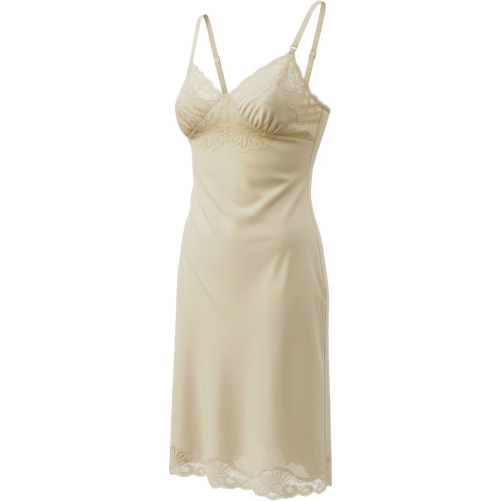 Vintage Shawdowline Full Slip Dress Lace Nylon Tall